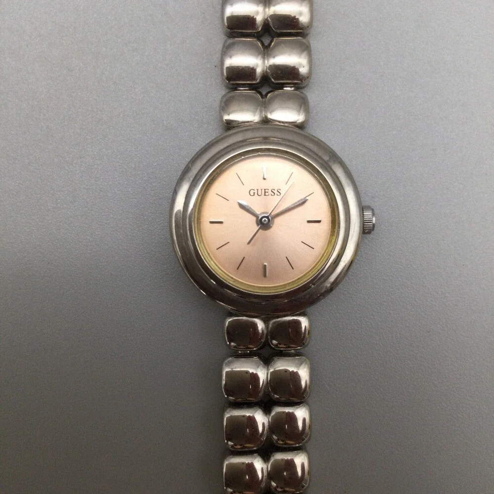 Vtg Guess Watch Women 20mm Silver Rose Gold Two Tone New Battery 6.75" - Picture 8 of 15